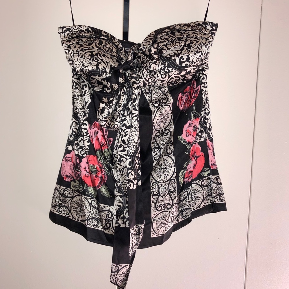Silk Strapless Scarf style pattern top 90s y2k